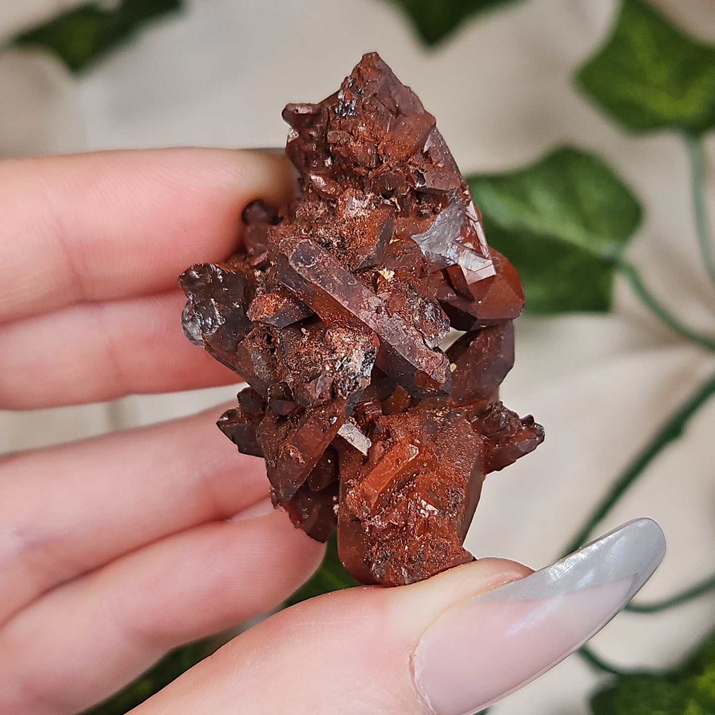 Hematoid quartz cluster