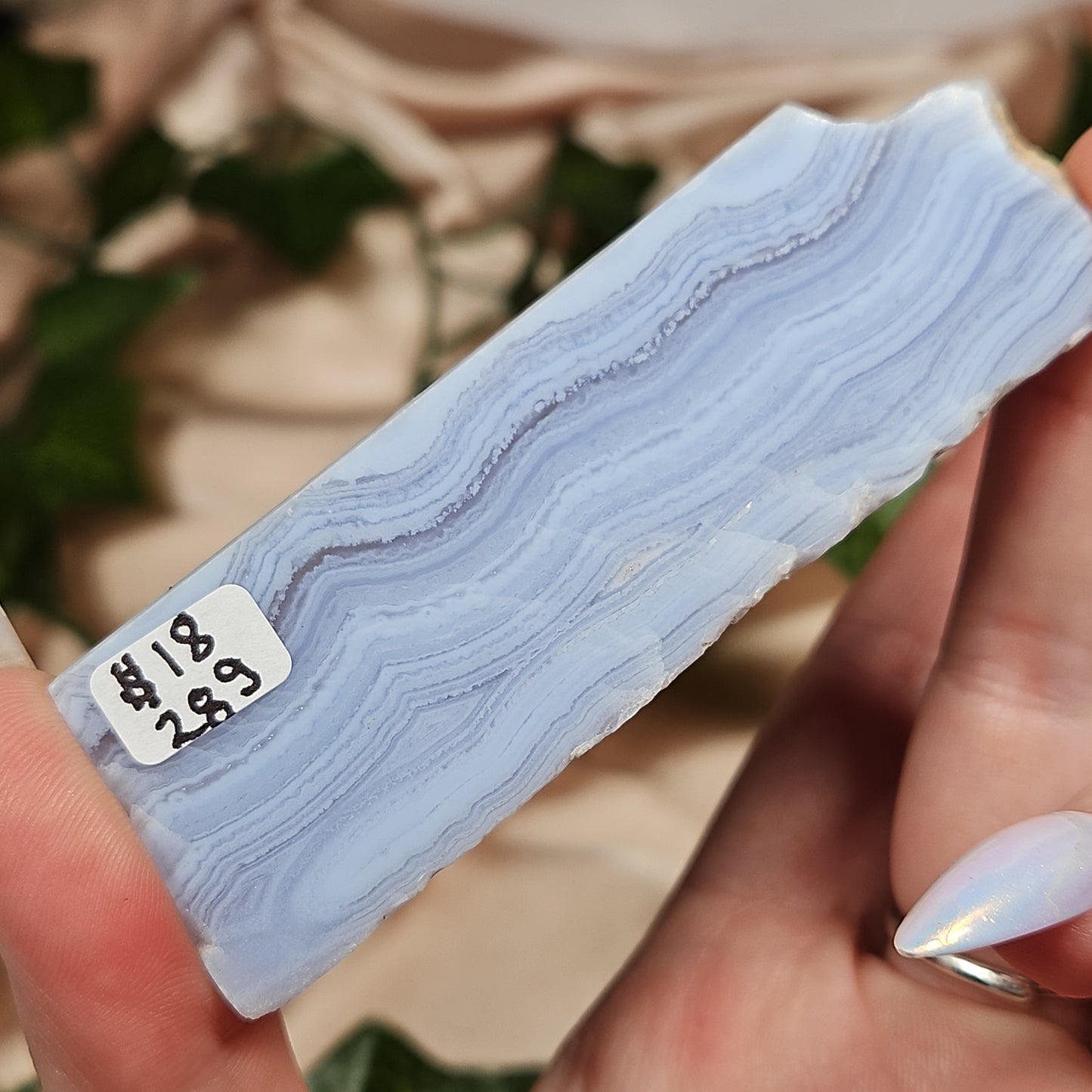 Self standing blue lace agate slab