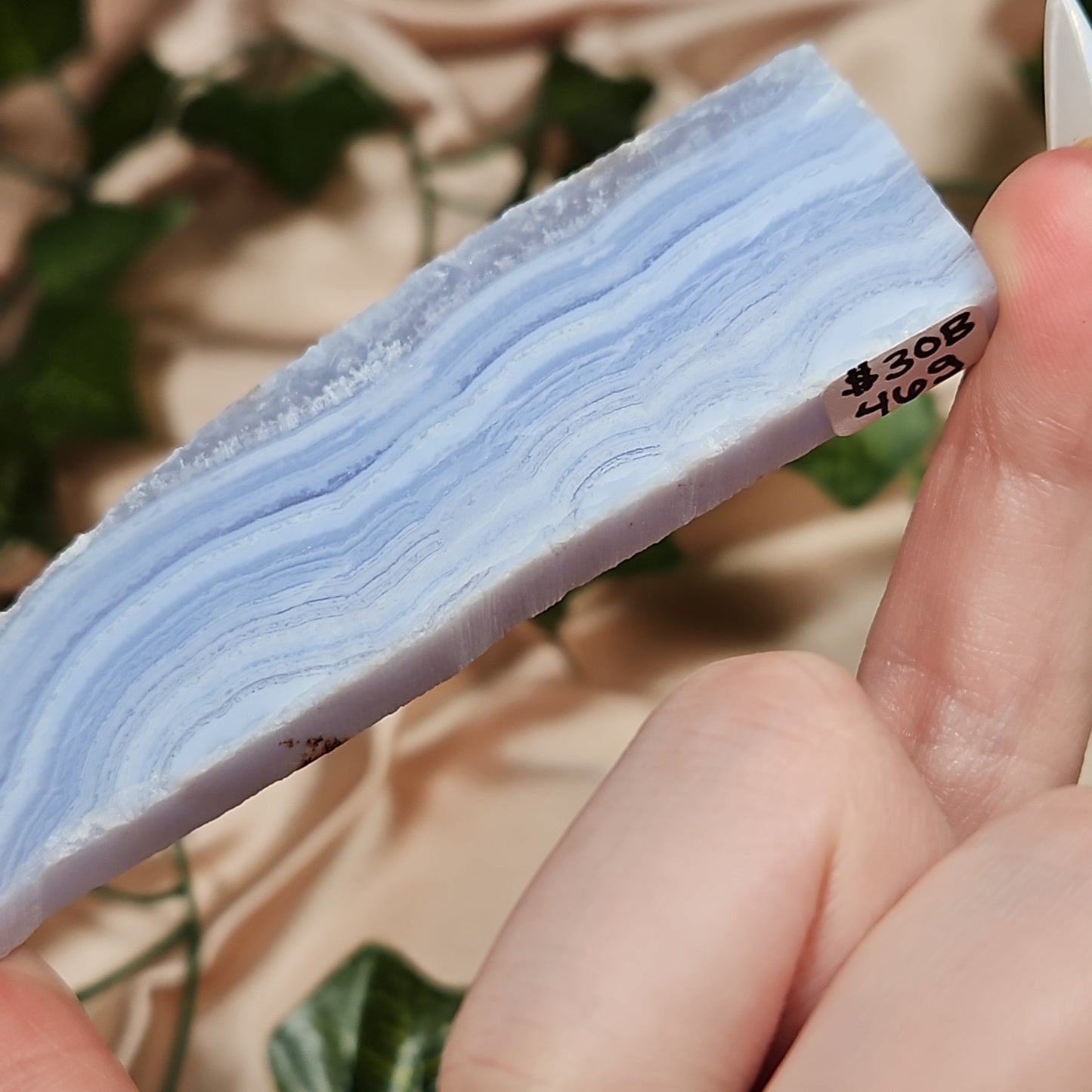 Self standing blue lace agate slab