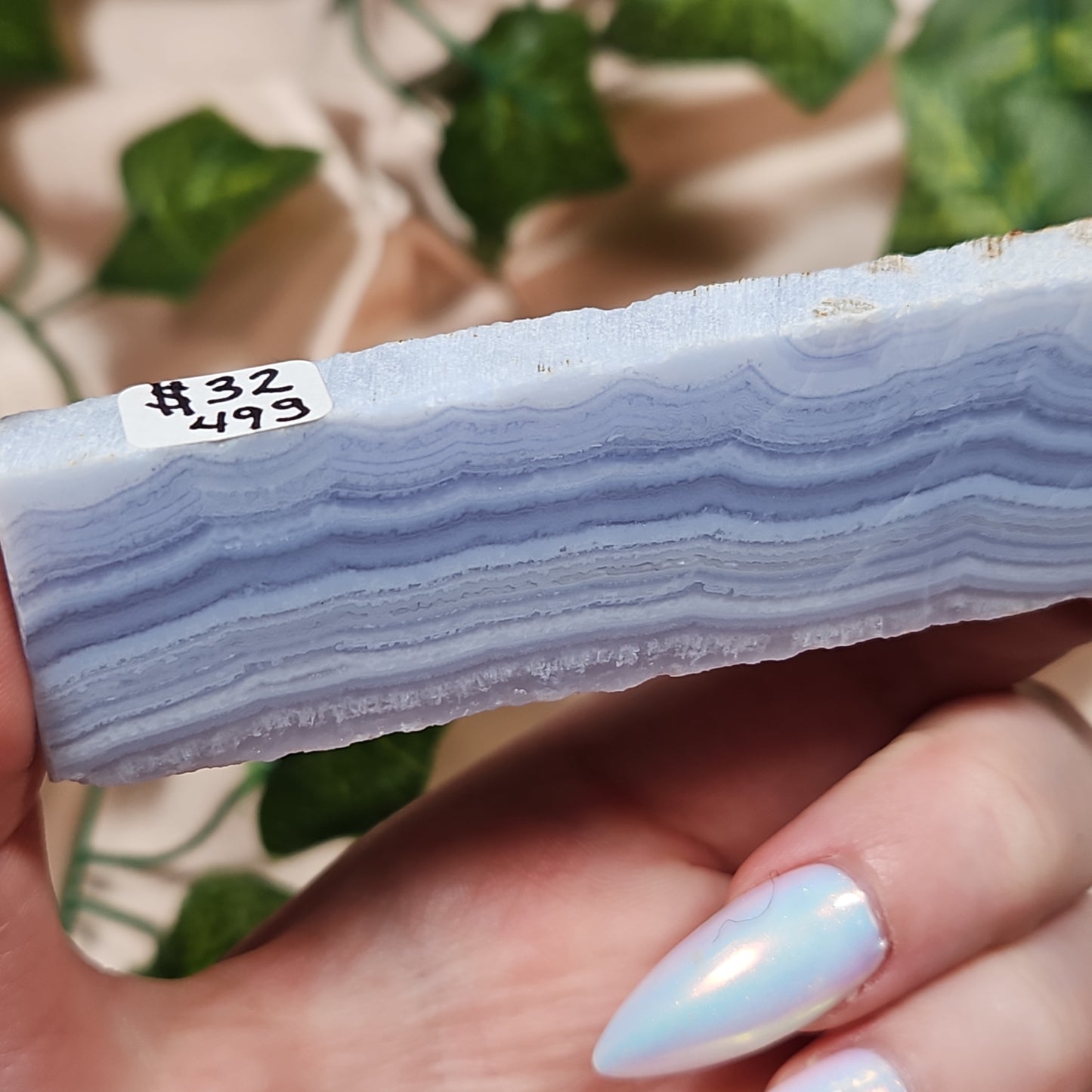 Self standing blue lace agate slab