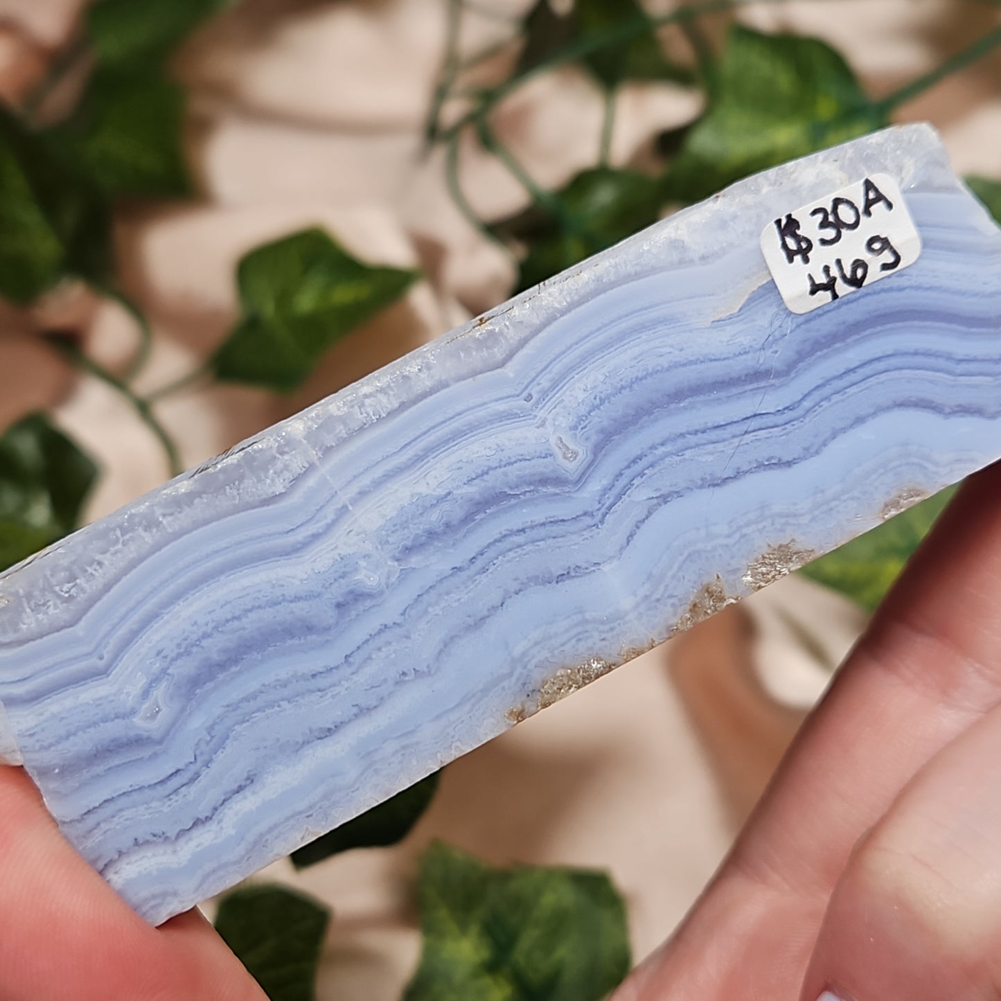 Self standing blue lace agate slab