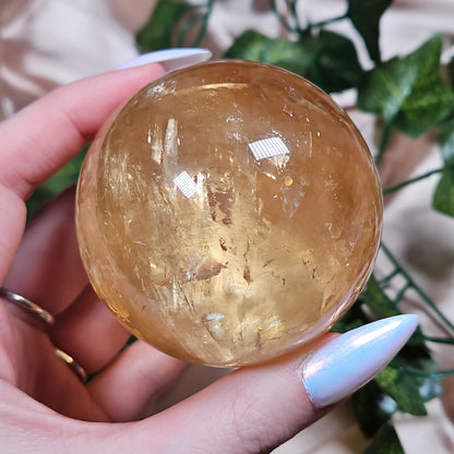 High quality honey calcite sphere