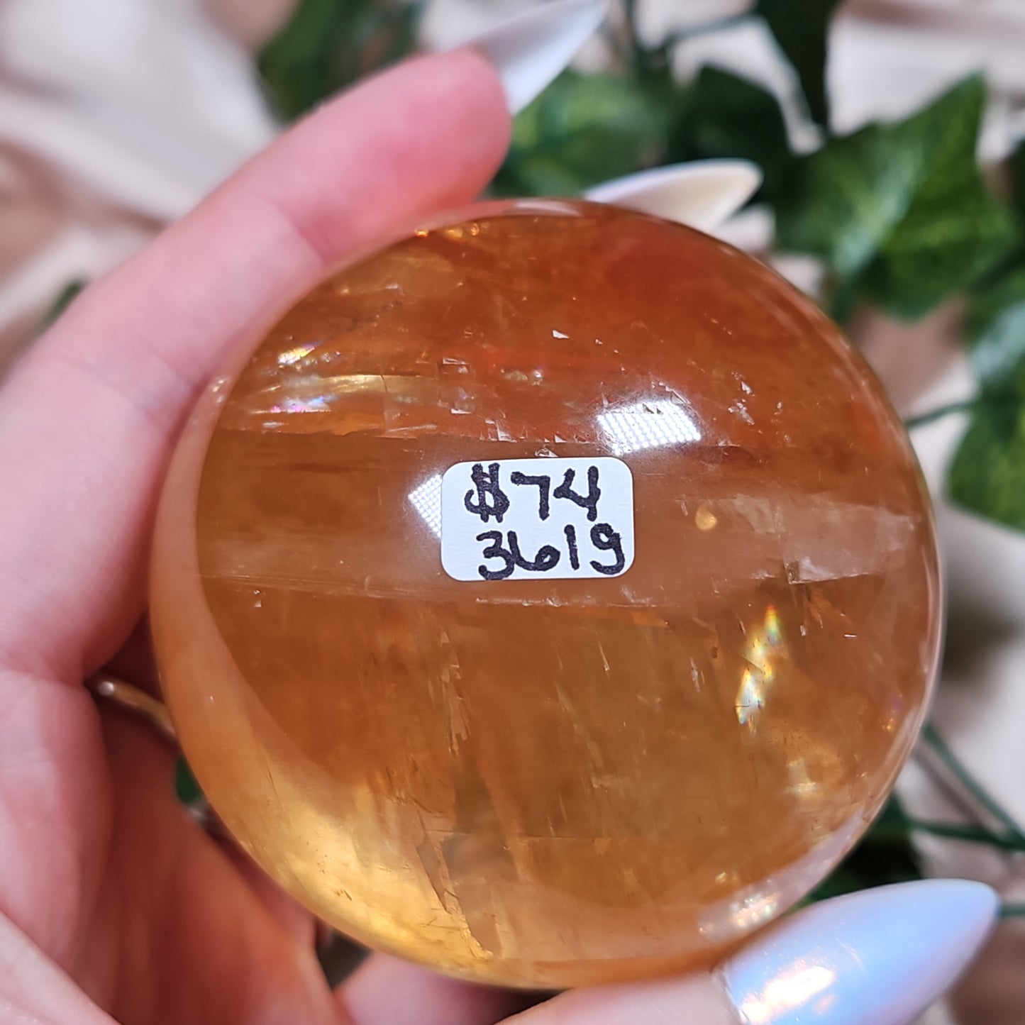 High quality honey calcite sphere