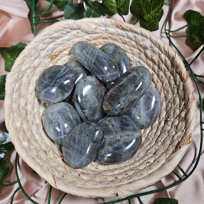 Purple/sunset labradorite palmstone