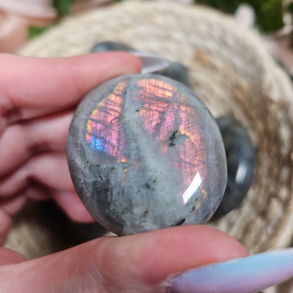 Purple/sunset labradorite palmstone