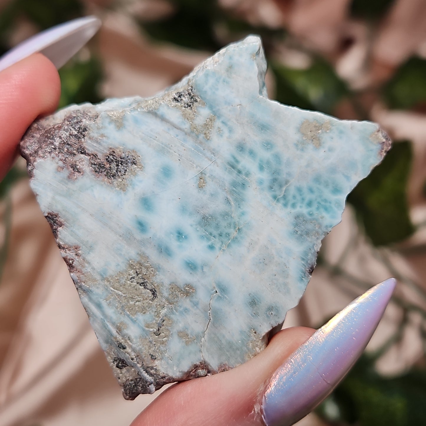 Raw Larimar slab