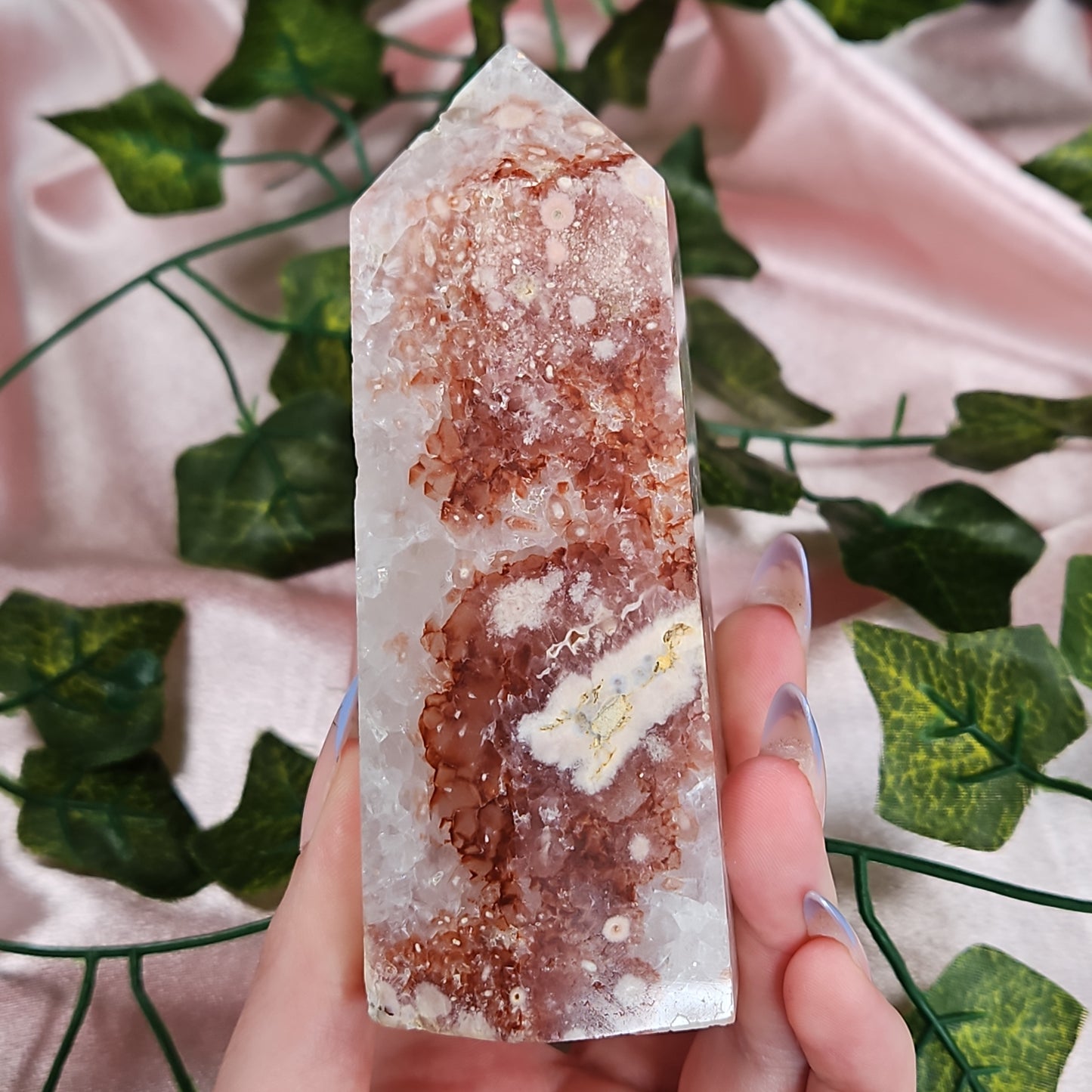 Pink amethyst/ flower agate tower