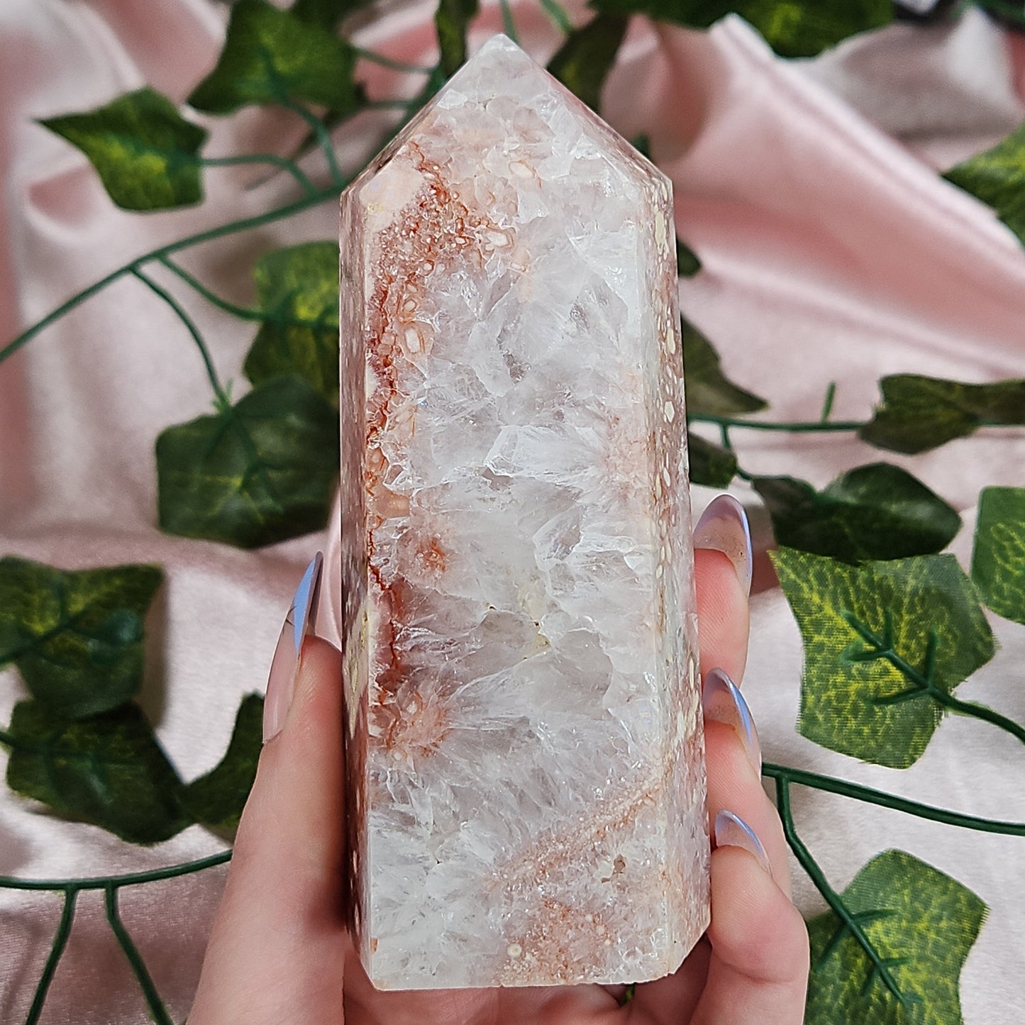 Pink amethyst/ flower agate tower