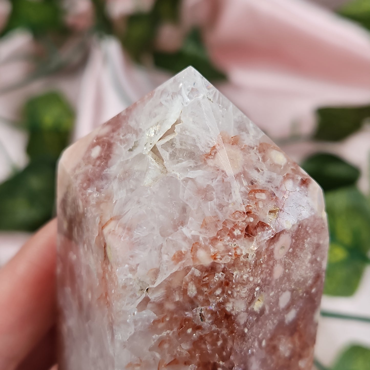 Pink amethyst/ flower agate tower