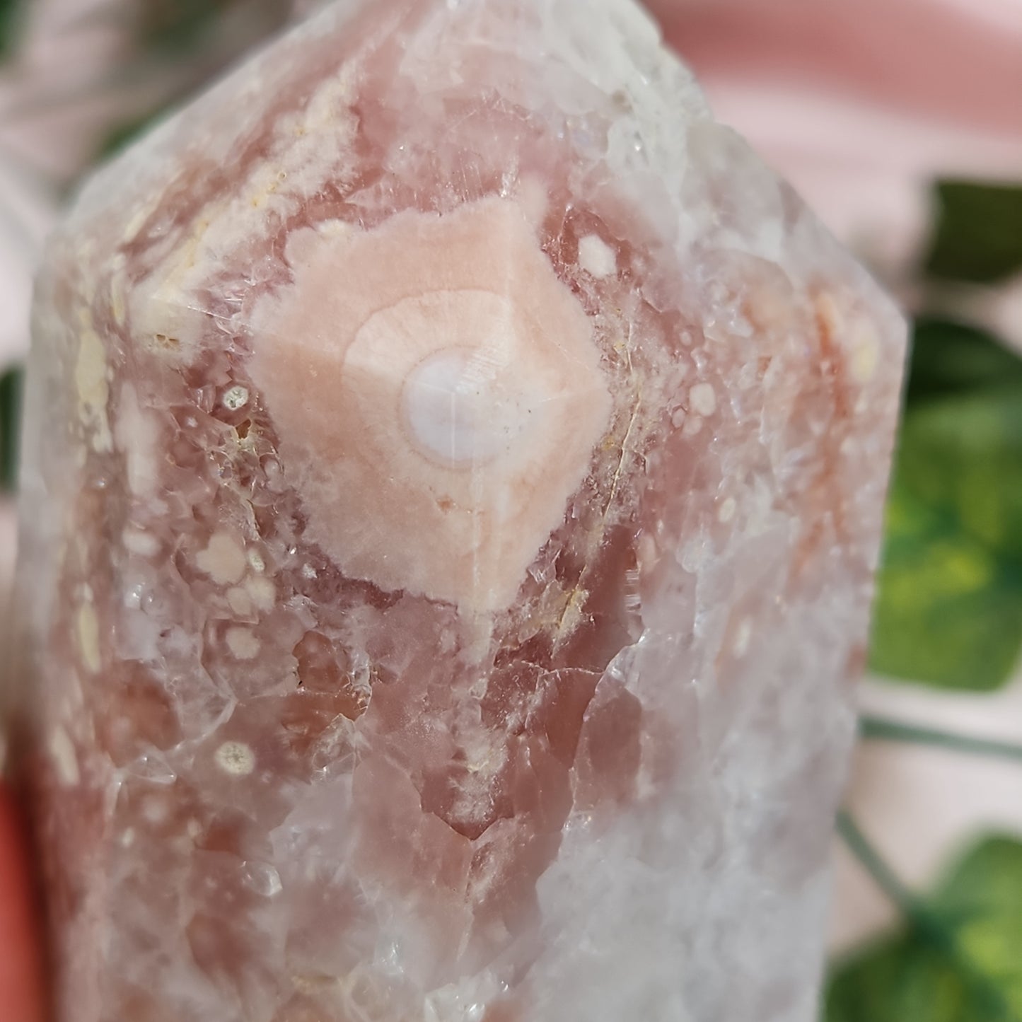 Pink amethyst/ flower agate tower