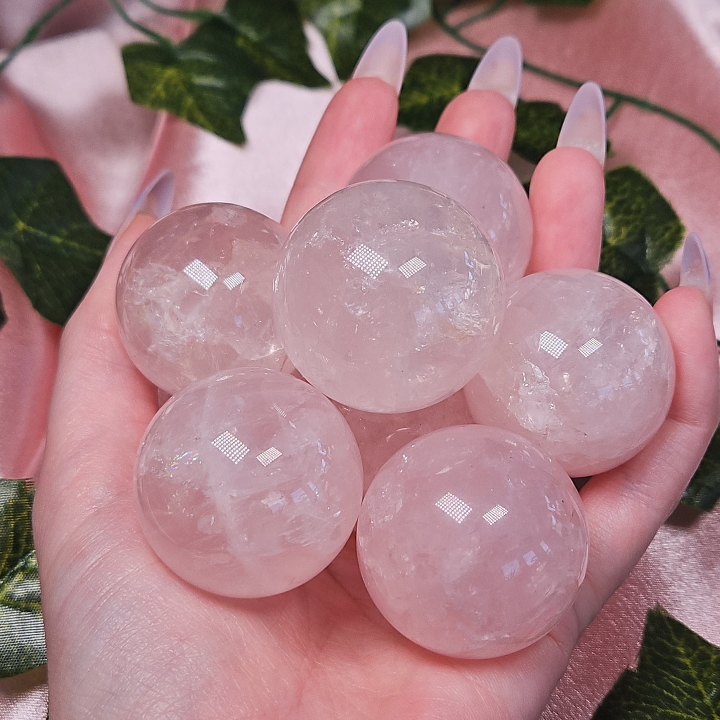 Star rose quartz sphere