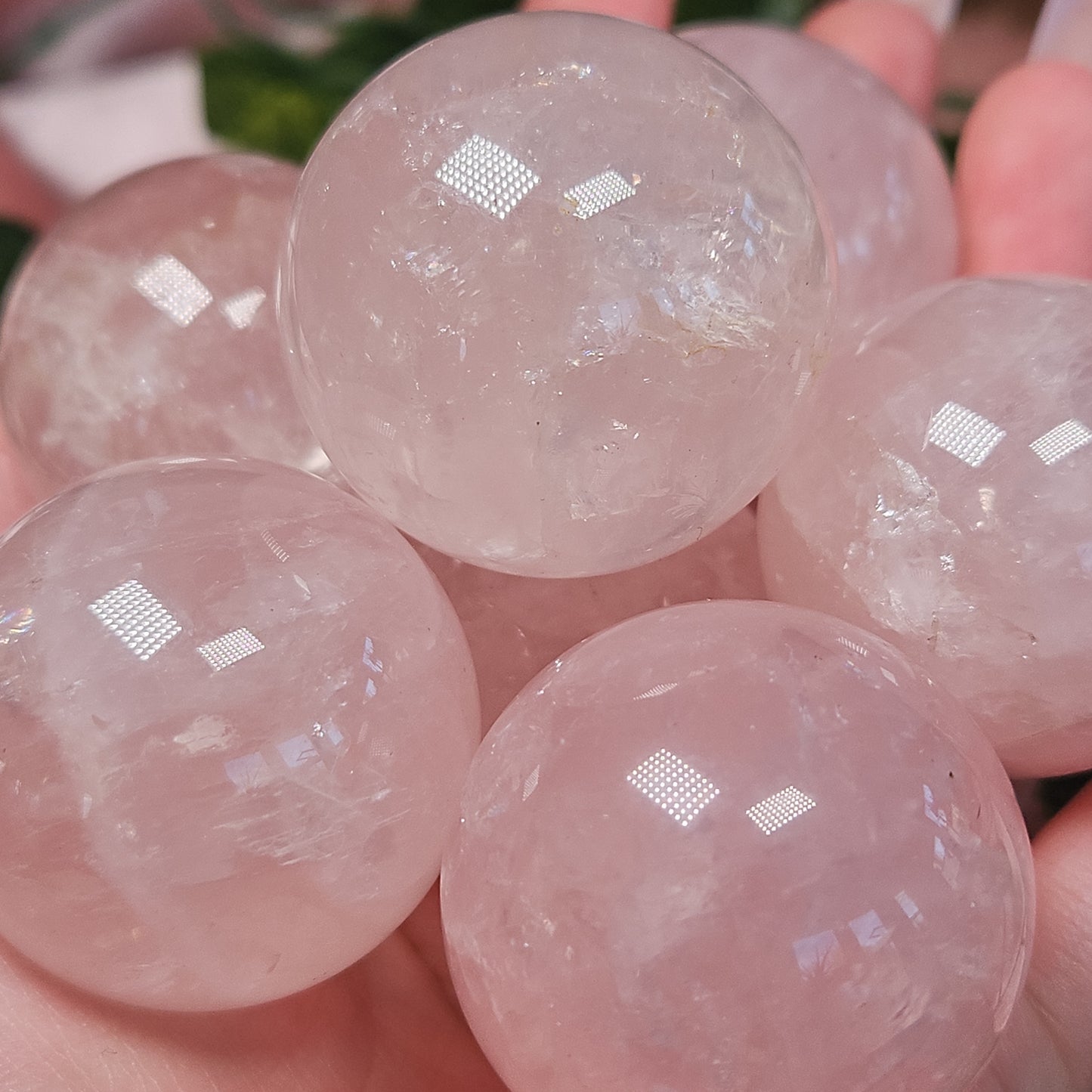 Star rose quartz sphere