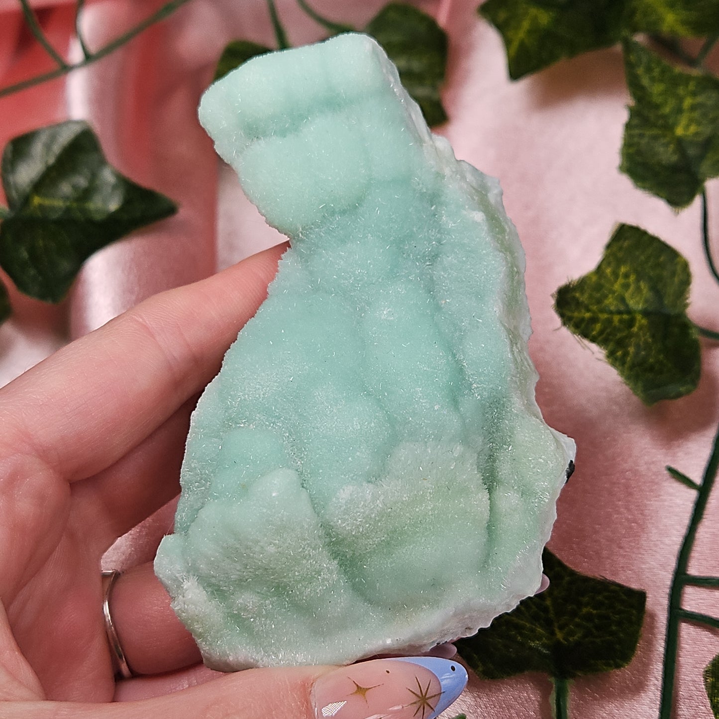 Blue aragonite specimen