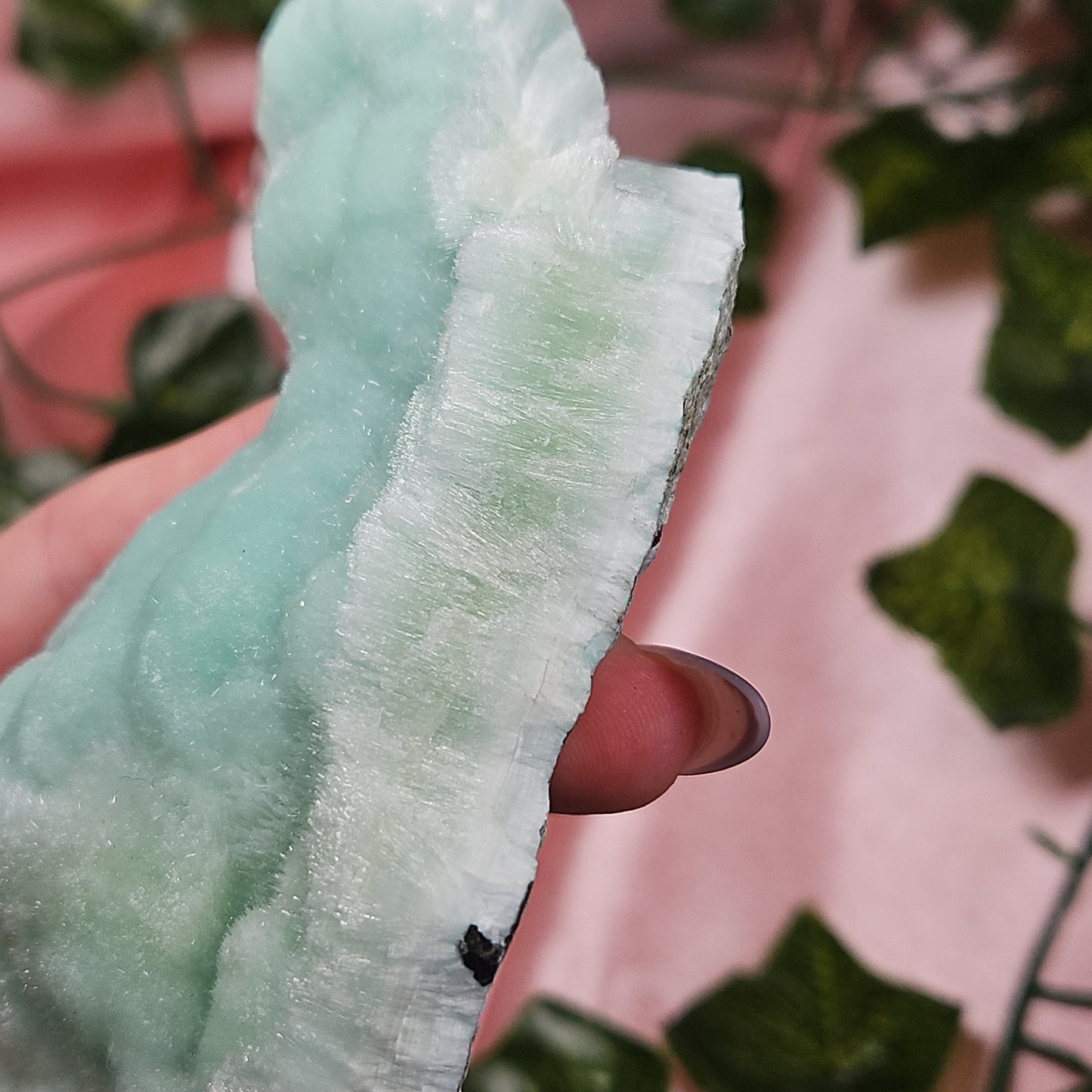 Blue aragonite specimen