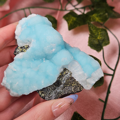 Blue aragonite specimen