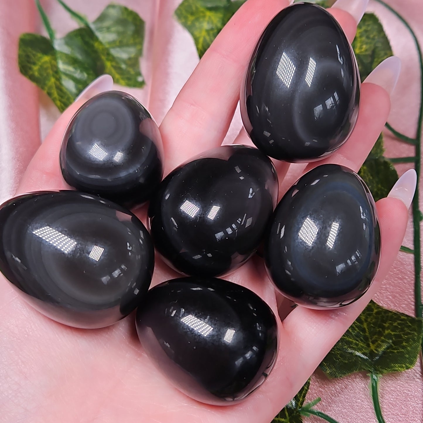 Silver flash obsidian egg