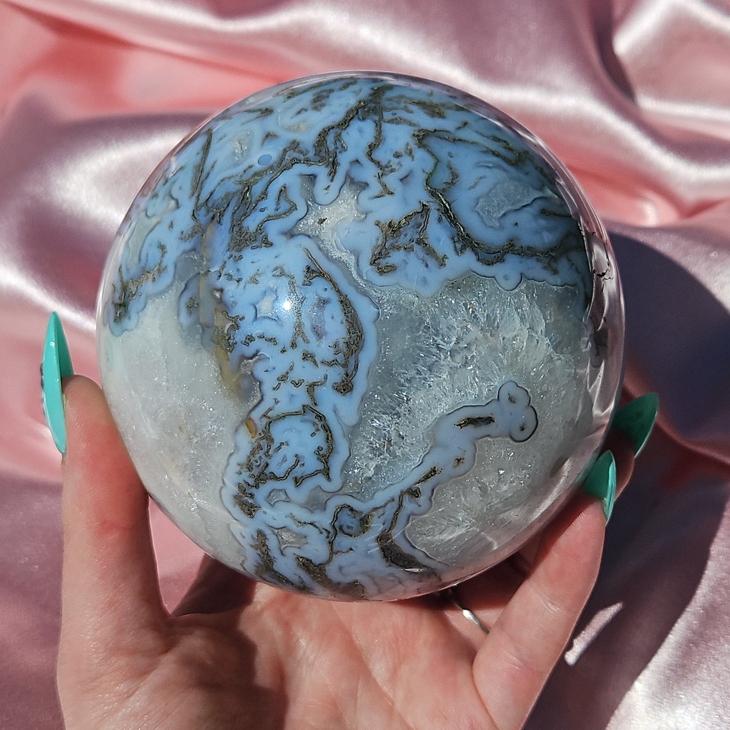 Moss agate statment sphere