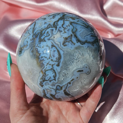 Moss agate statment sphere