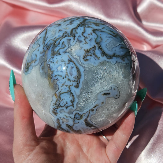 Moss agate statment sphere