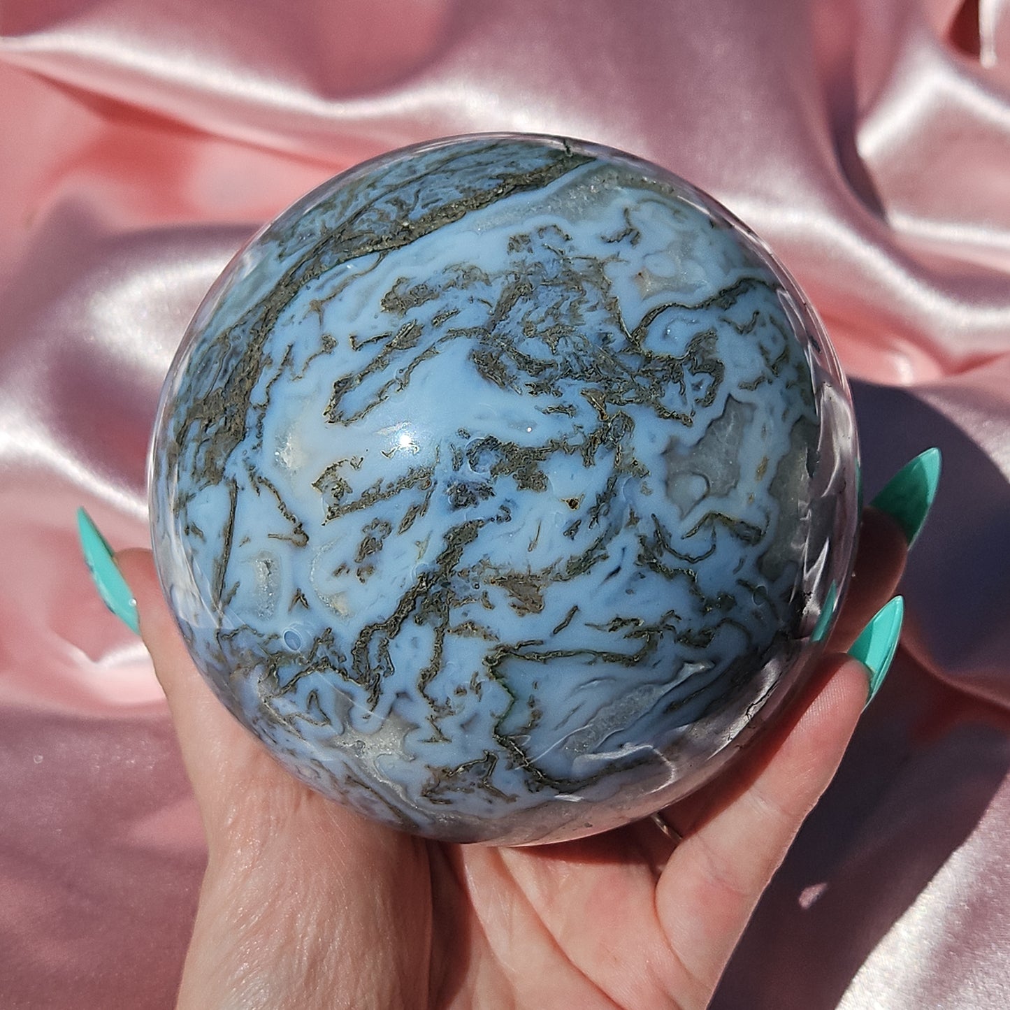 Moss agate statment sphere