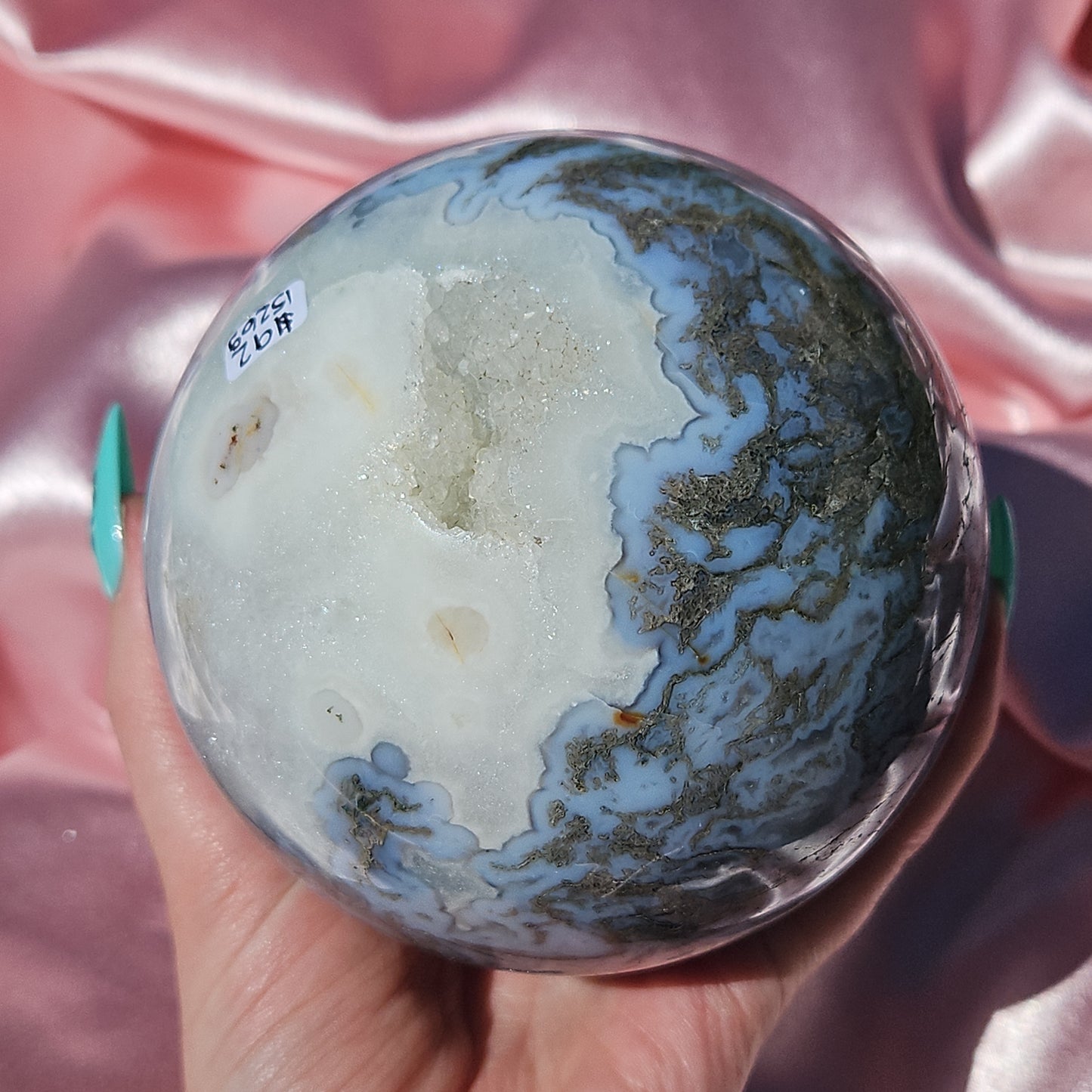 Moss agate statment sphere