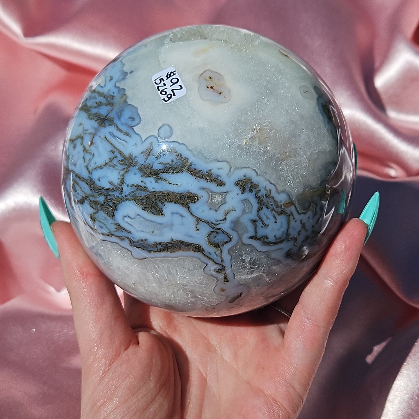 Moss agate statment sphere