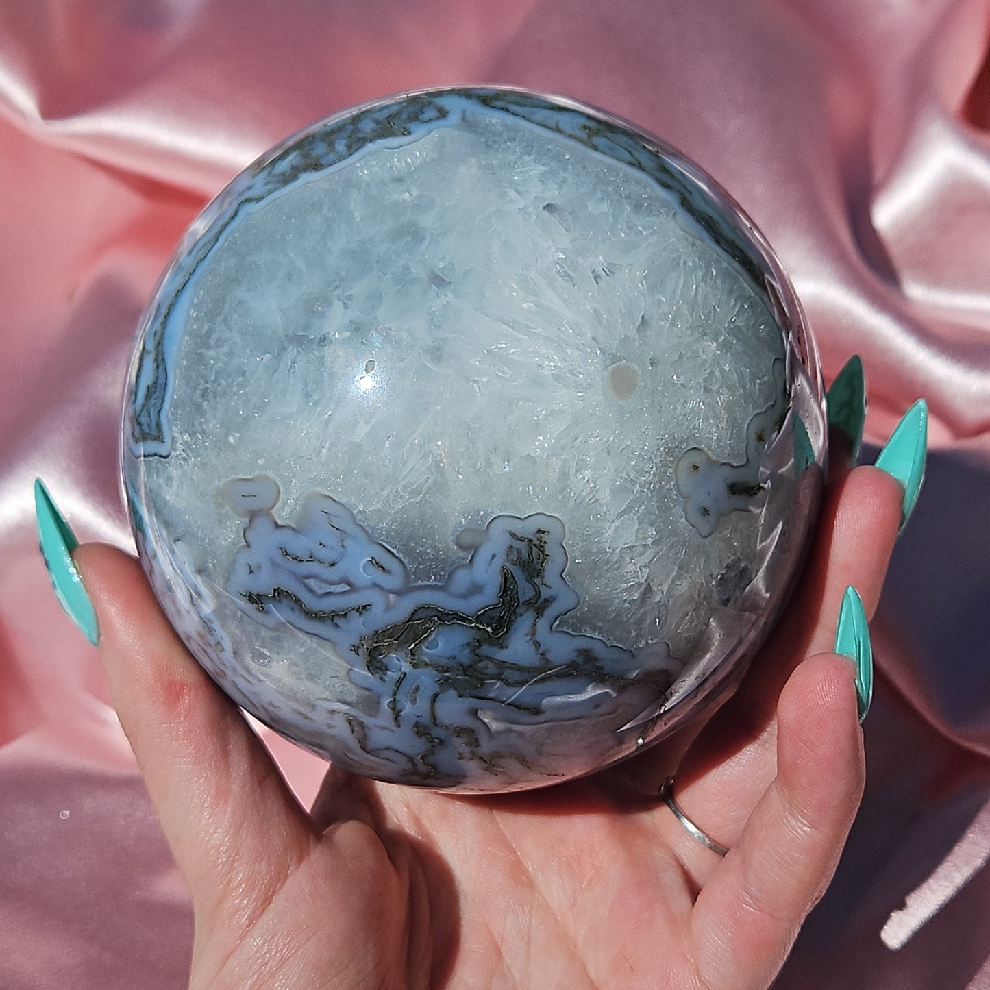 Moss agate statment sphere