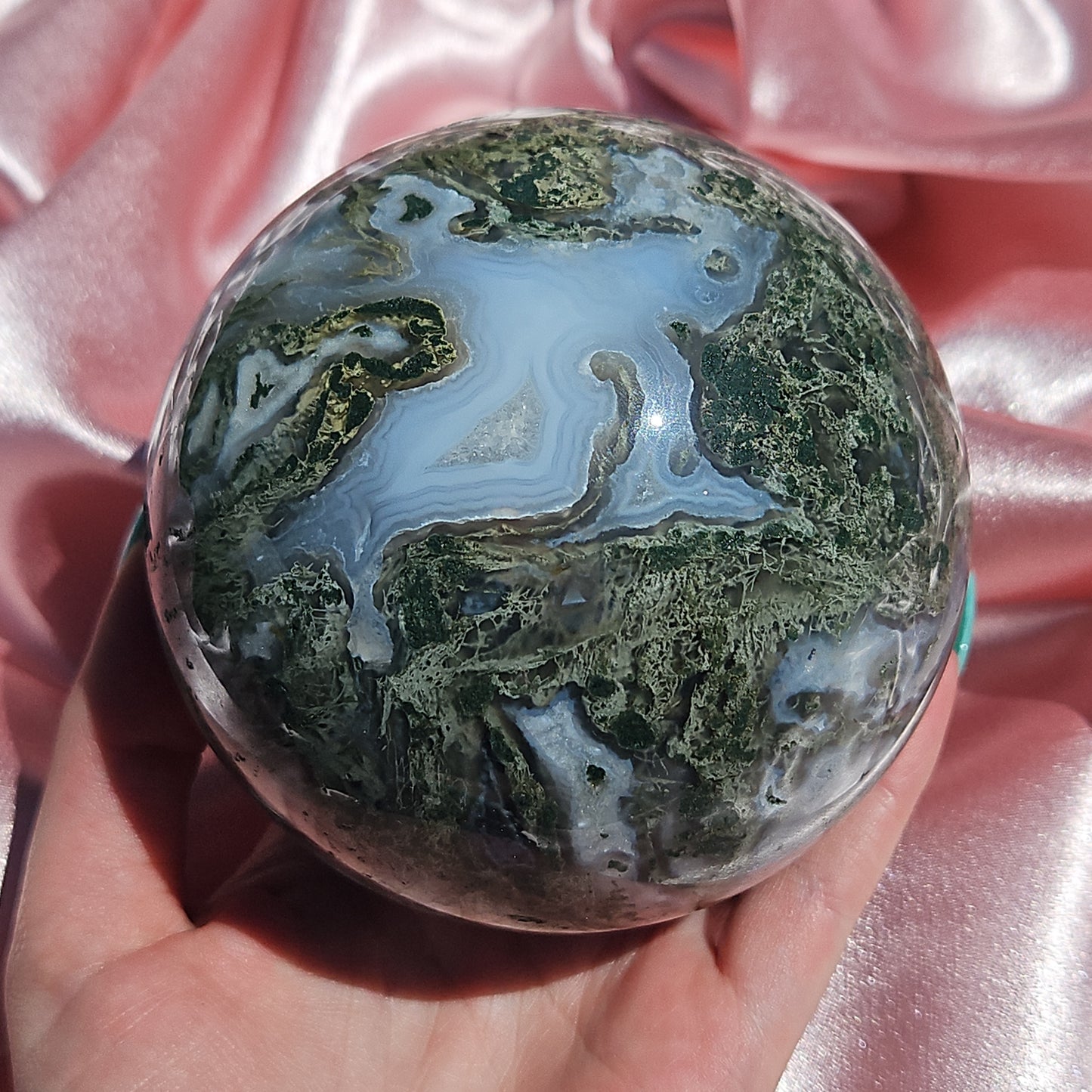 Moss agate statment sphere