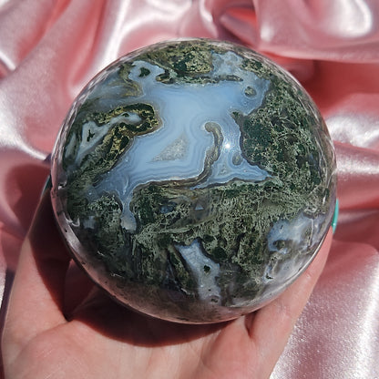 Moss agate statment sphere
