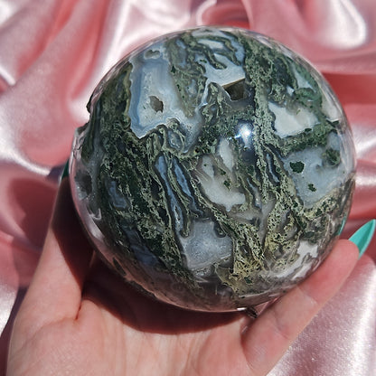 Moss agate statment sphere