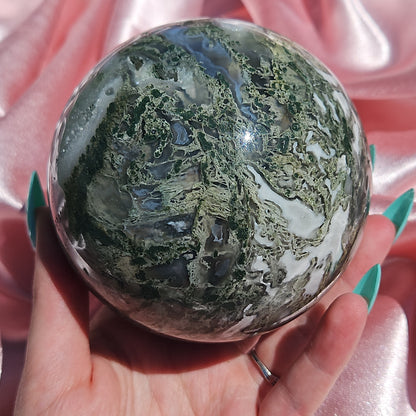 Moss agate statment sphere