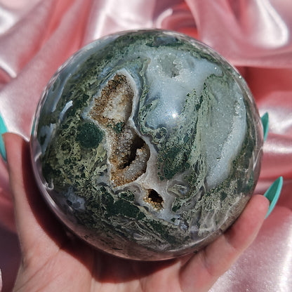 Moss agate statment sphere