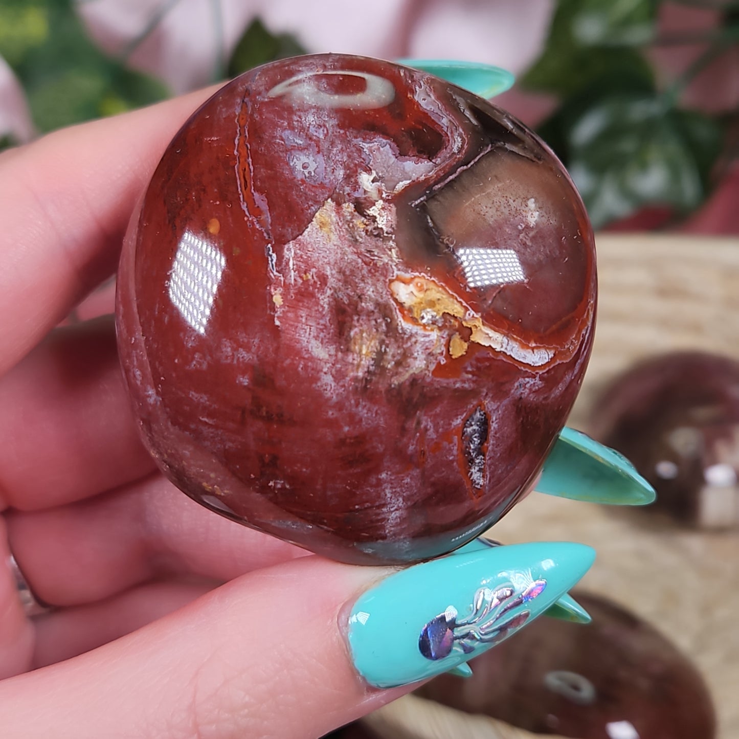 Petrified wood palmstone