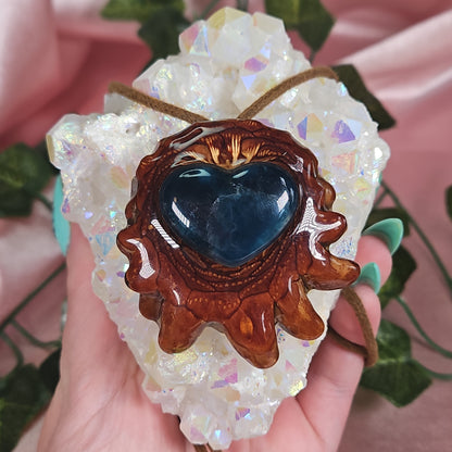 Blue apatite third eye pinecone necklace
