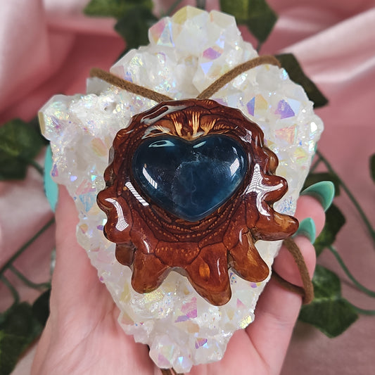 Blue apatite third eye pinecone necklace