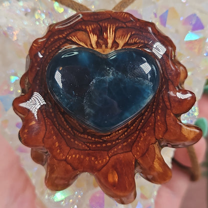 Blue apatite third eye pinecone necklace