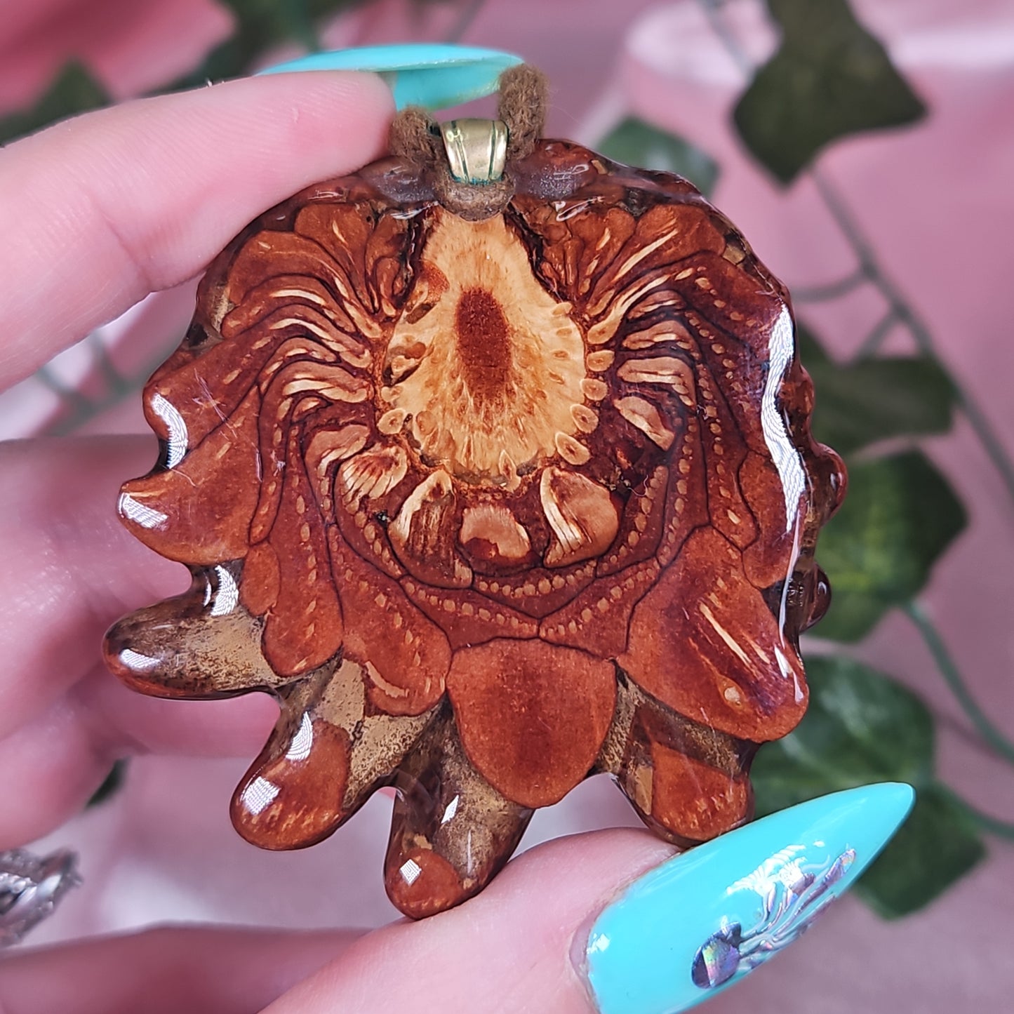 Blue apatite third eye pinecone necklace
