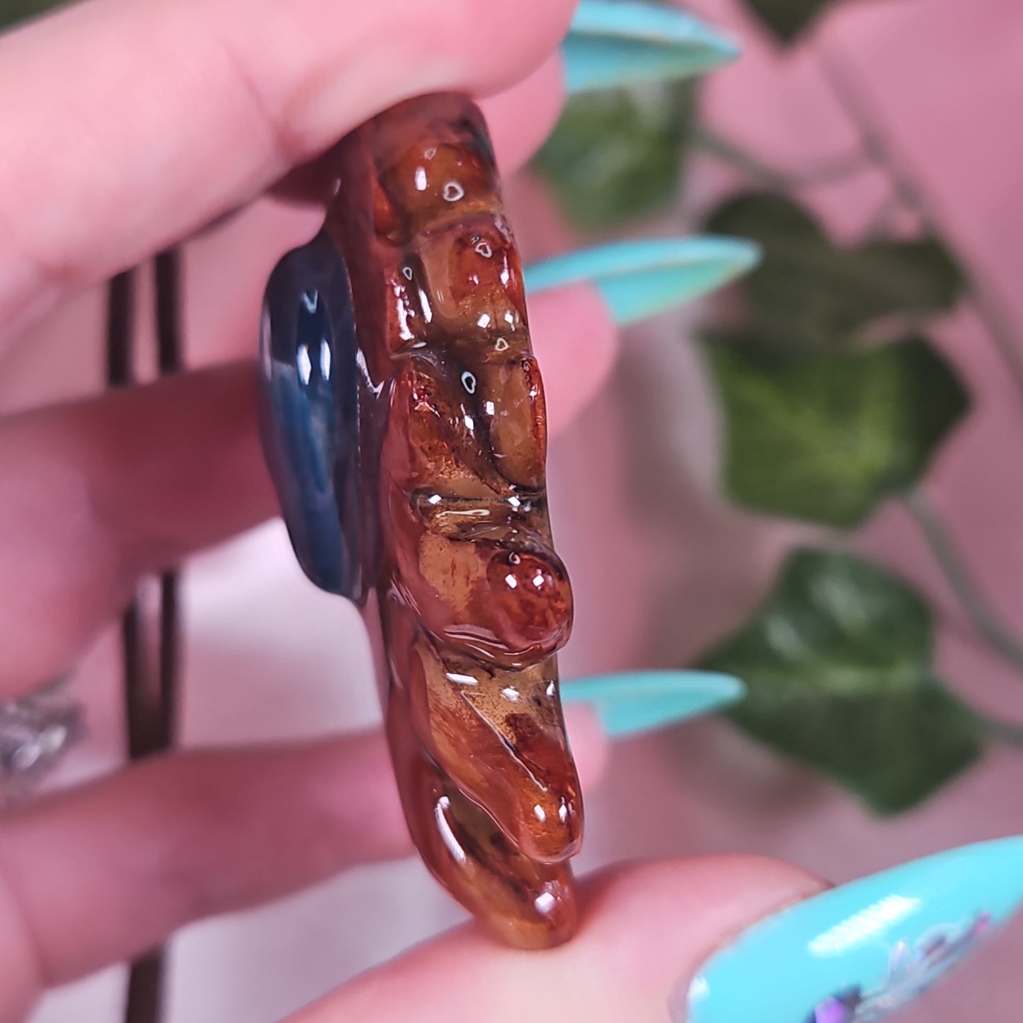 Blue apatite third eye pinecone necklace