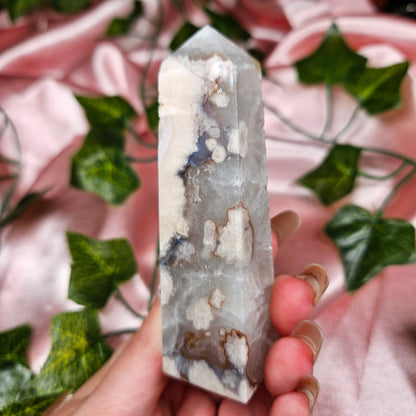 Pink amethyst/ flower agate tower