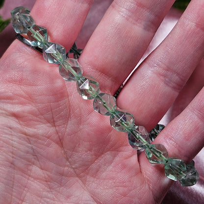 Faceted green fluorite 7mm bracelet