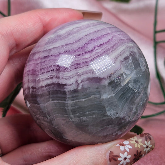 Silky fluorite sphere