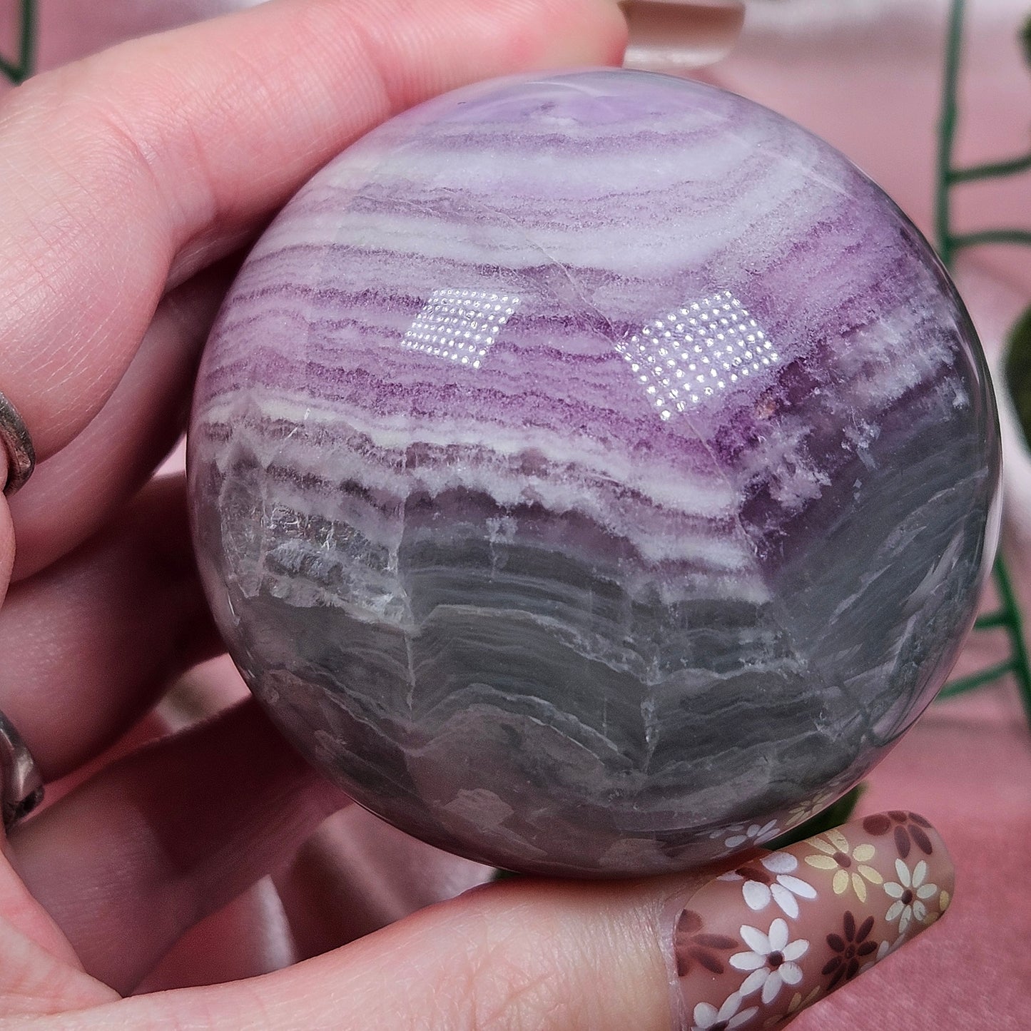 Silky fluorite sphere