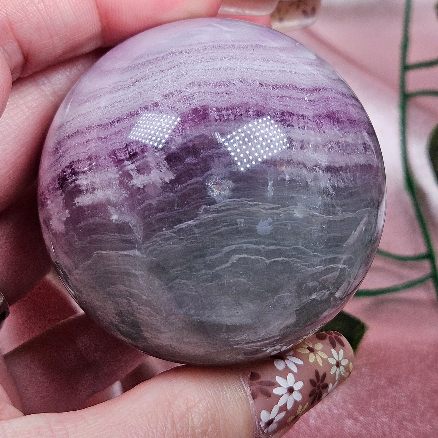 Silky fluorite sphere
