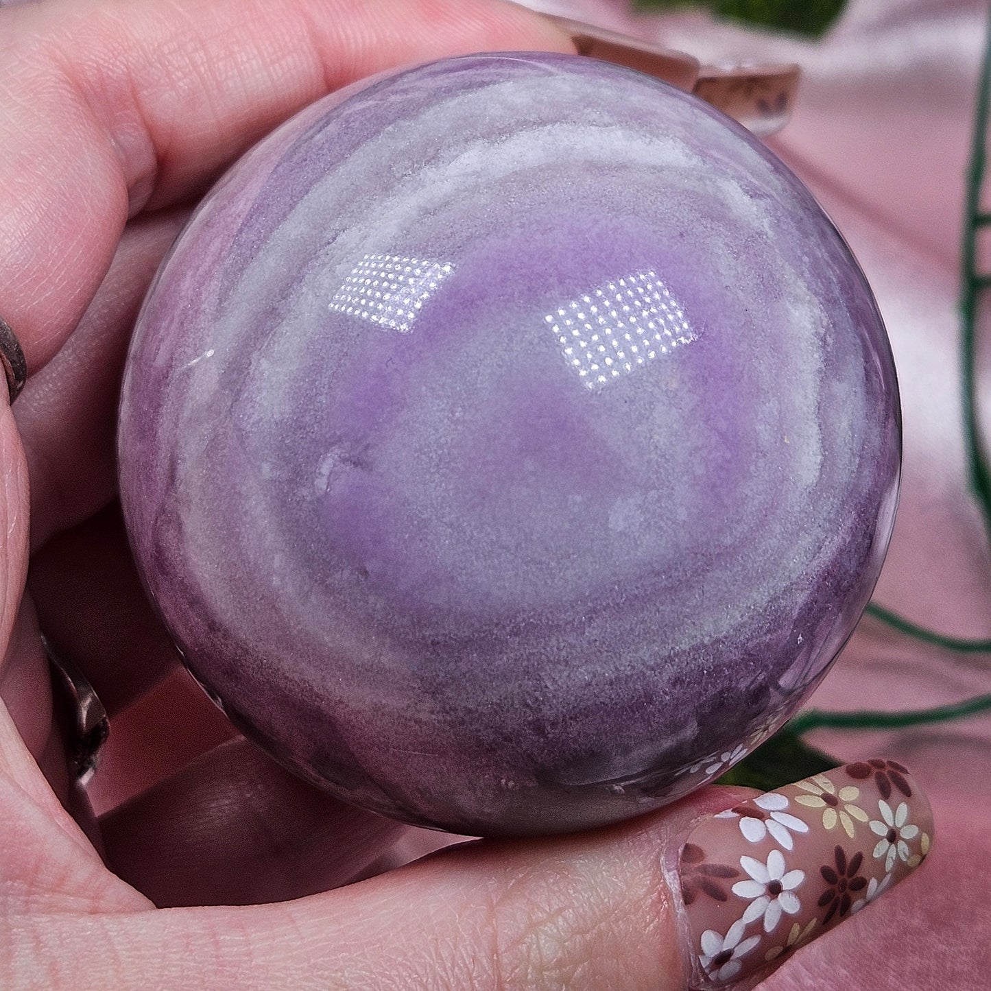Silky fluorite sphere