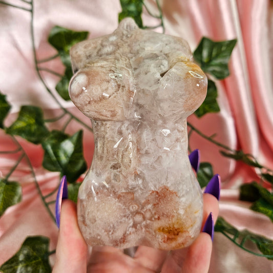 Pink amethyst/ flower agate godess body