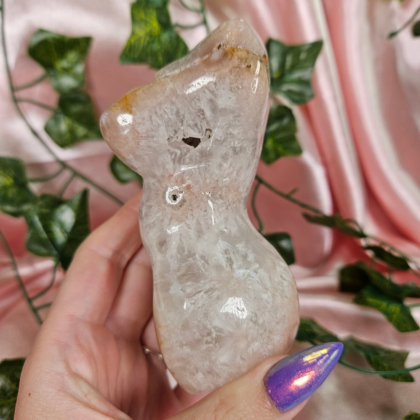 Pink amethyst/ flower agate godess body