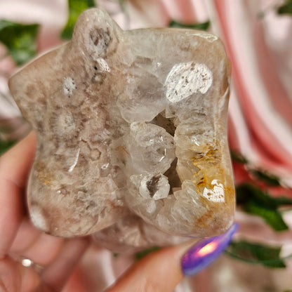 Pink amethyst/ flower agate godess body