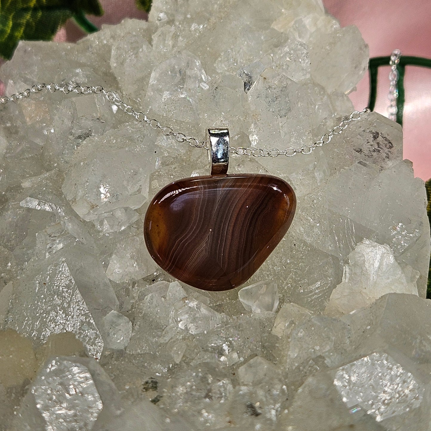 Lake superior agate pendent B