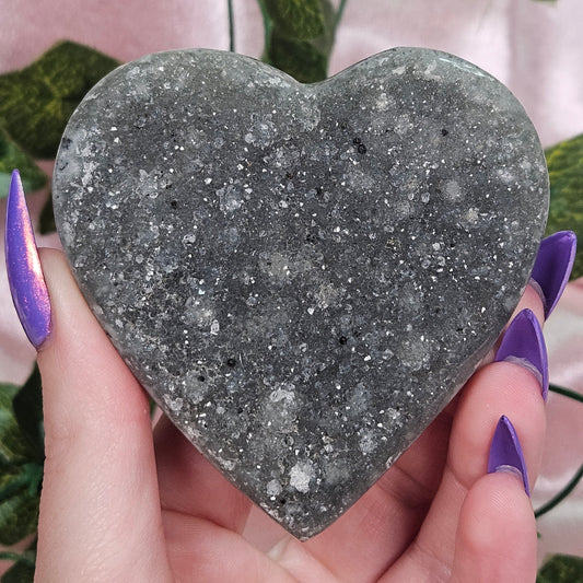 Rainbow amethyst cluster heart