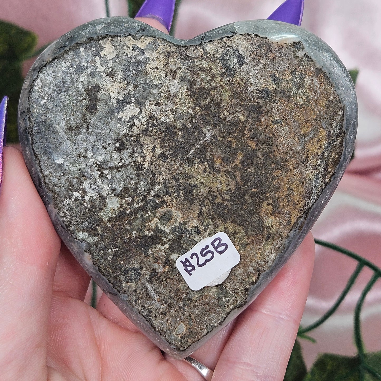 Rainbow amethyst cluster heart